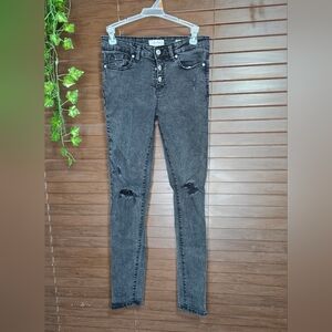 Jessica Simpson Emma Mid-rise  Skinny Black Distressed Girl's Jeans Size 16